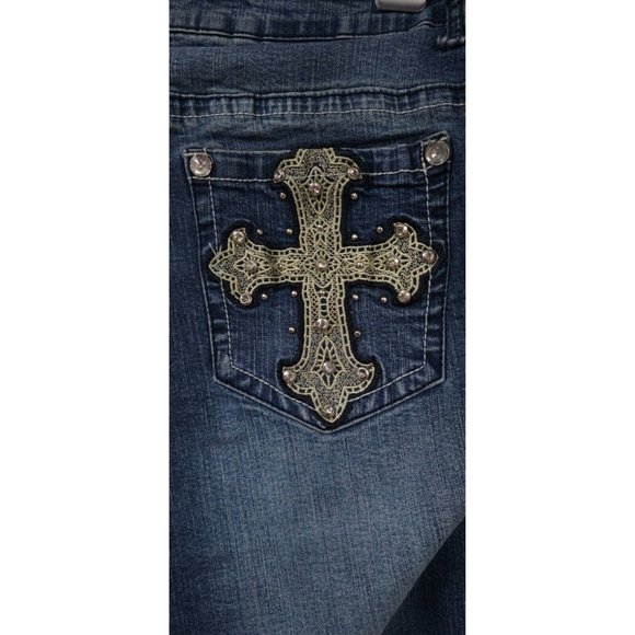 SMO SAND MOUNTAIN OUTFITTERS 20 Embellish Embroidered Cross Straight Jean 40x33 - Picture 8 of 13